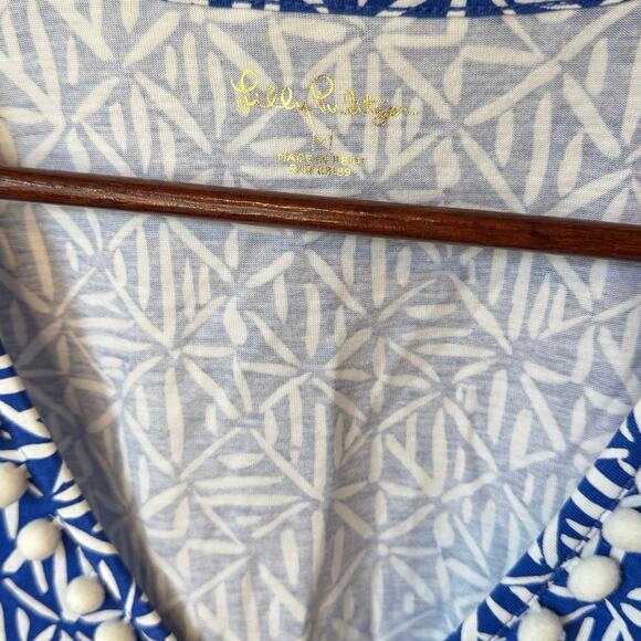 LILLY PULITZER Etta Pompom Shift Dress Corsica Print Blue Size Medium $98 MSRP - Picture 7 of 10